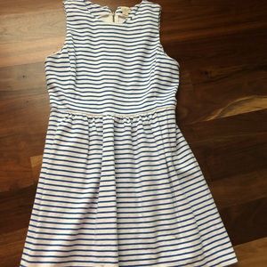 JCREW watercolor blue striped dress with pockets M